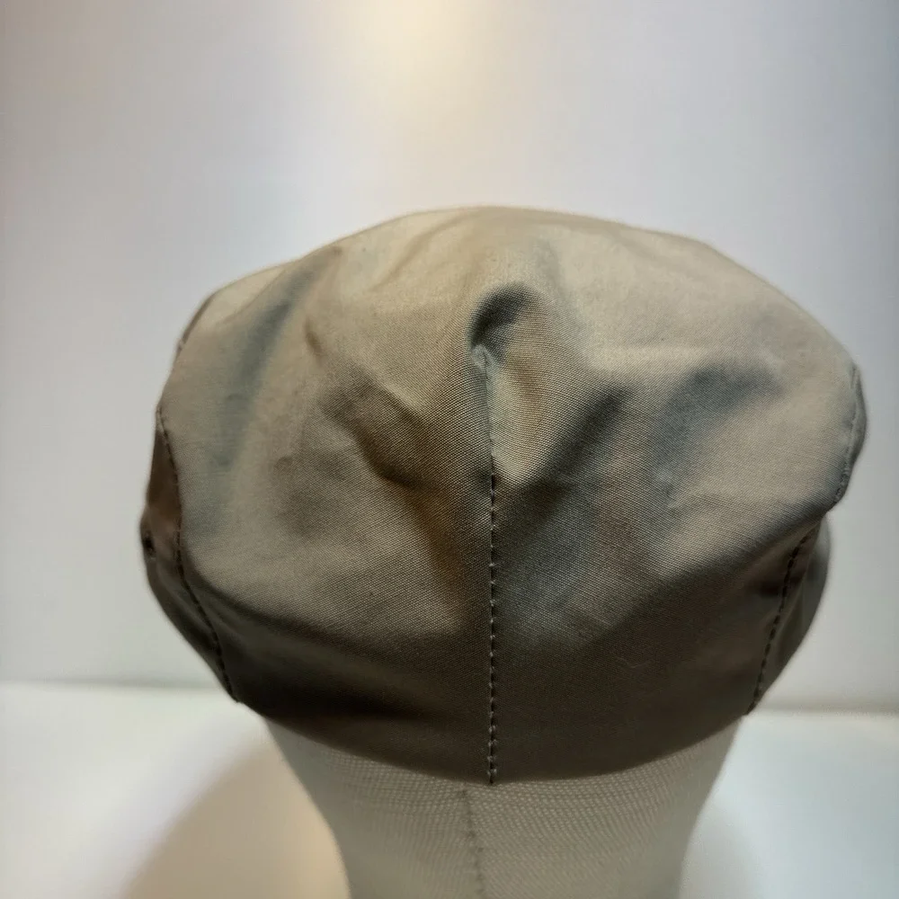 Eddie Bauer Newsboy Golf Cabby Hat Cap Tan USA Union Made Plaid Lining Size L